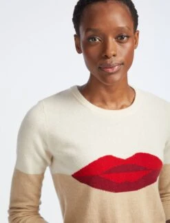 Love Lips Cashmere Jumper - Cream -Cheap Closet Curation Store SP22 K61 LOVELIPS CREAM LS 3412
