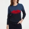 Love Lips Cashmere Jumper - Navy