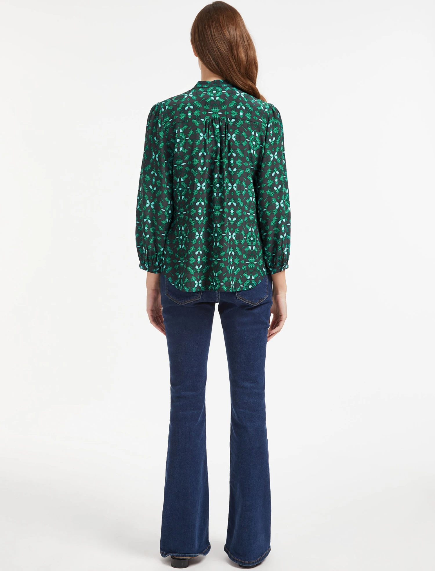 Beckett Silk Blouse - Green Shibori Print 7 Beckett Silk Blouse - Green Shibori Print - Image 5