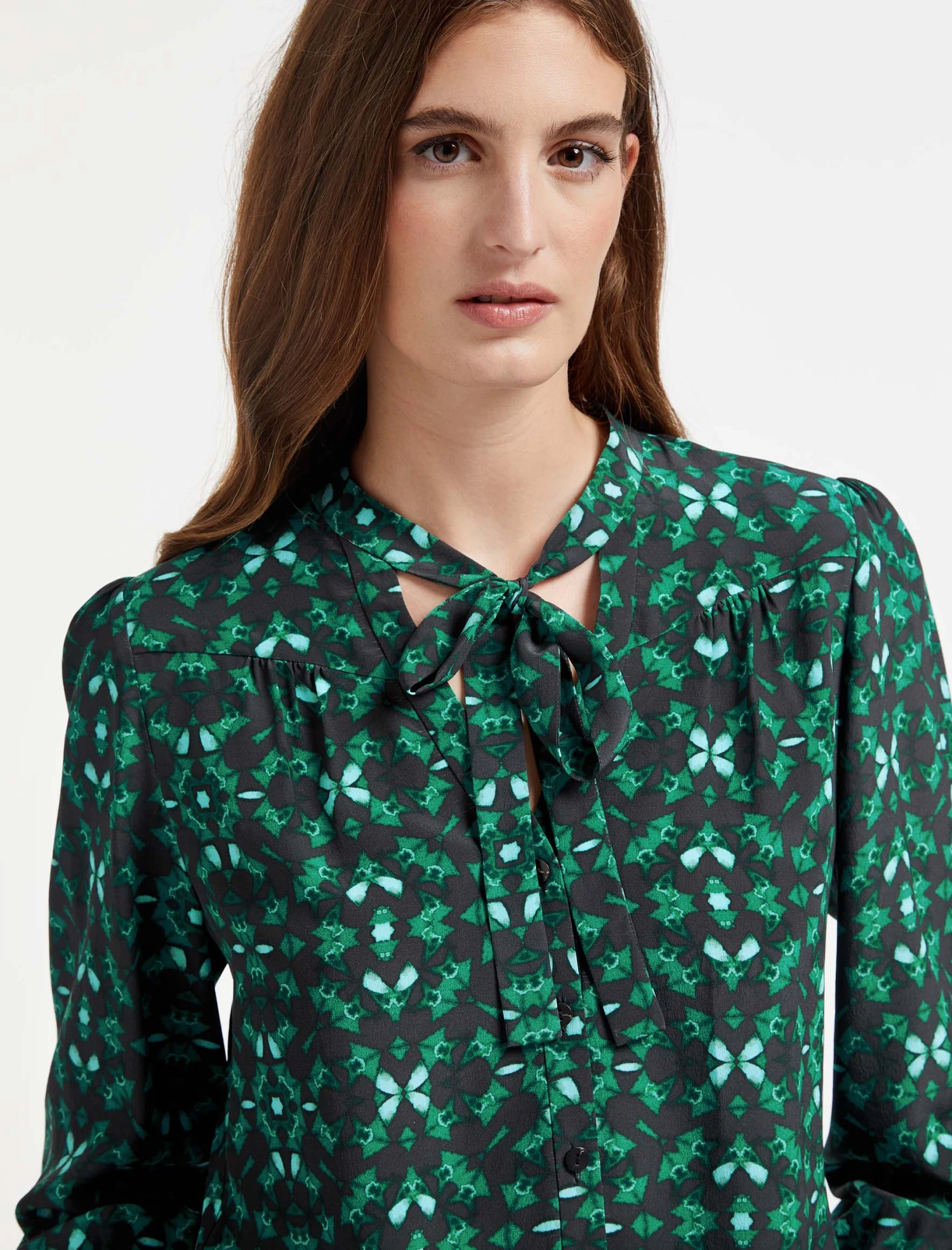 Beckett Silk Blouse - Green Shibori Print 5 Beckett Silk Blouse - Green Shibori Print - Image 3