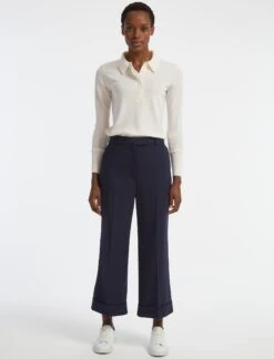 Turner Classic Wool Crop Wide Leg Trouser - Navy -Cheap Closet Curation Store SP22 TR42 TURNER NAVY LS 29029