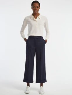 Turner Classic Wool Crop Wide Leg Trouser - Navy -Cheap Closet Curation Store SP22 TR42 TURNER NAVY LS 29031