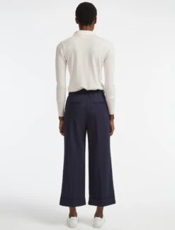 Turner Classic Wool Crop Wide Leg Trouser - Navy -Cheap Closet Curation Store SP22 TR42 TURNER NAVY LS 29055