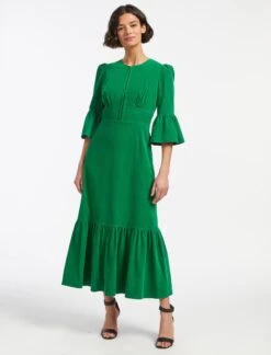 Daphne Pin Corduroy Round Neck Maxi Dress - Emerald Green 12 Daphne Pin Corduroy Round Neck Maxi Dress - Emerald Green -Cheap Closet Curation Store SP23 D466 DAPHNE EMERALD GREEN LS 14279