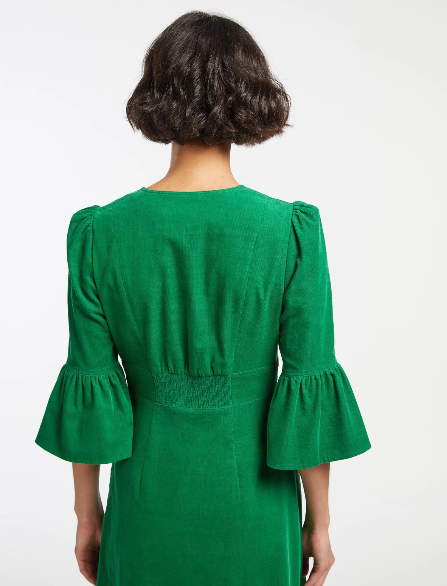 Daphne Pin Corduroy Round Neck Maxi Dress - Emerald Green 7 Daphne Pin Corduroy Round Neck Maxi Dress - Emerald Green - Image 5