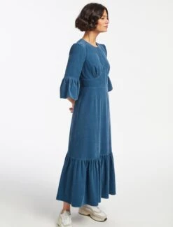 Daphne Pin Corduroy Round Neck Maxi Dress - Mid Blue 11 Daphne Pin Corduroy Round Neck Maxi Dress - Mid Blue -Cheap Closet Curation Store SP23 D466 DAPHNE MID BLUE LS 14894