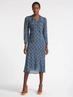 Abigail Midi Dress - Blue Folk Floral Print -Cheap Closet Curation Store SP23 D489 ABIGAIL BLUEFOLKFLORALPRINT LS 3765