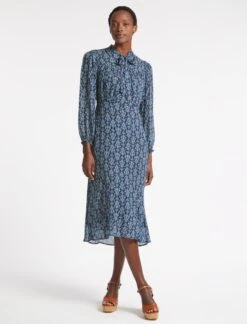 Abigail Midi Dress - Blue Folk Floral Print