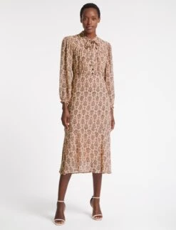 Abigail Midi Dress - Stone Rust Folk Floral Print