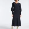 Eva Wool Round Neck Dress - Navy -Cheap Closet Curation Store SP23 D497 EVA NAVY LS 25229
