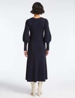 Eva Wool Round Neck Dress - Navy -Cheap Closet Curation Store SP23 D497 EVA NAVY LS 25284