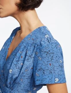 Gina Silk Maxi Dress - Blue Lips Eyes Print -Cheap Closet Curation Store SP23 D499 L GINA BLUELIPSEYESPRINT LS 3679