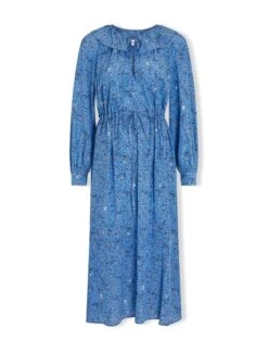 Georgia Silk Midi Dress - Blue Lips Eyes Print -Cheap Closet Curation Store SP23 D503 GEORGIA BLUELIPSEYESPRINT CO ALT