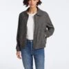 Lexi Wool Bomber Jacket - Charcoal Navy Black Check -Cheap Closet Curation Store SP23 JK36 LEXI CHARCOAL NAVY BLACK CHECK LS 26238