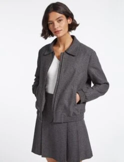 Celina Wool Short Skirt - Charcoal Navy Black Check -Cheap Closet Curation Store SP23 JK36 LEXI CHARCOAL NAVY BLACK CHECK LS 5079