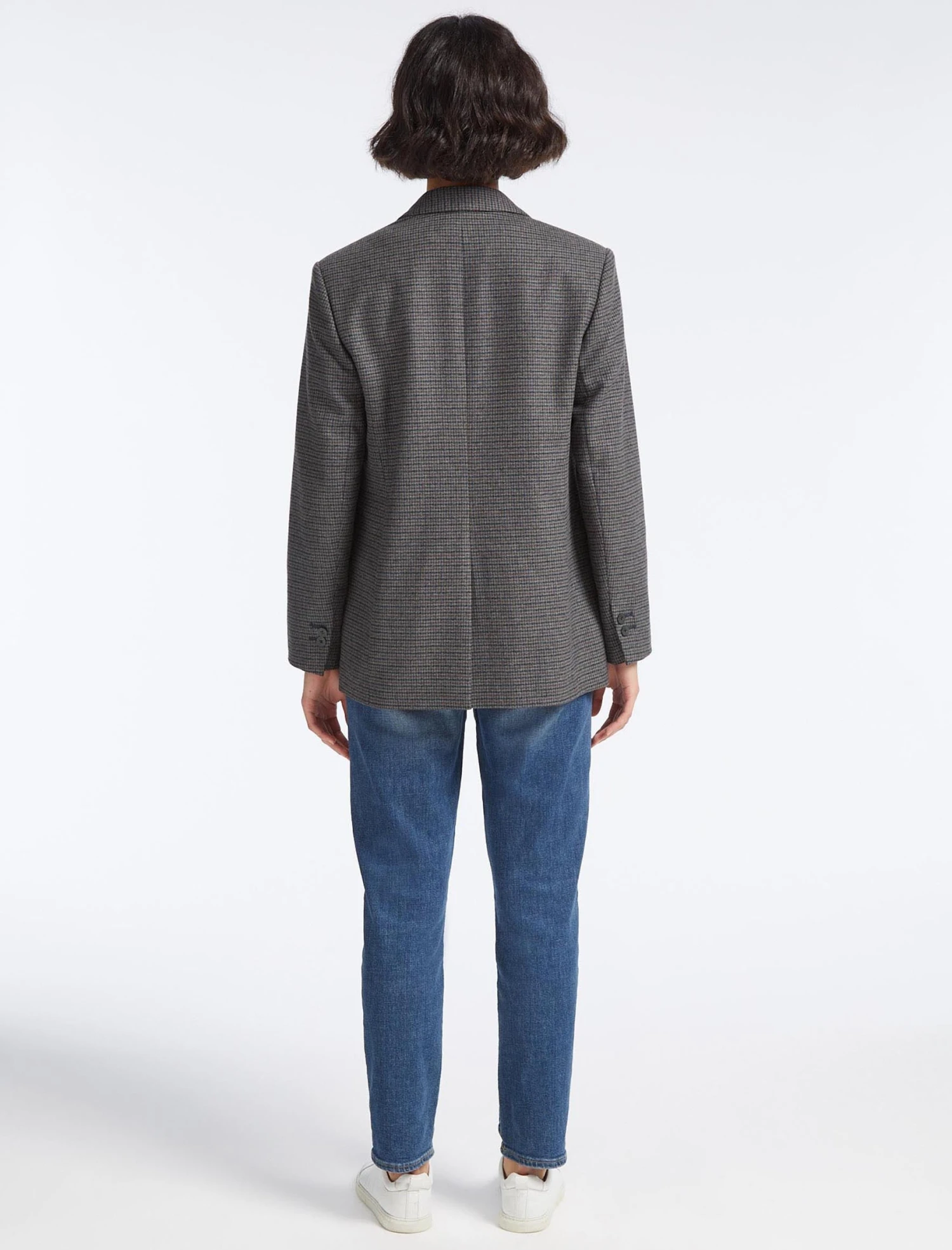 Jordan Wool Oversized Blazer - Charcoal Navy Black Check 9 Jordan Wool Oversized Blazer - Charcoal Navy Black Check - Image 7