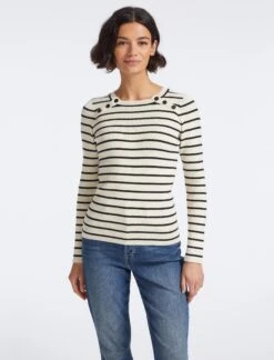 Frieda Wool Jumper - Cream Black Stripe -Cheap Closet Curation Store SP23 K114 FRIEDA CREAM BLACK STRIPE LS 25371