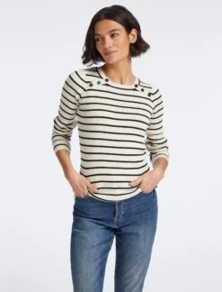 Frieda Wool Jumper - Cream Black Stripe -Cheap Closet Curation Store SP23 K114 FRIEDA CREAM BLACK STRIPE LS 25400