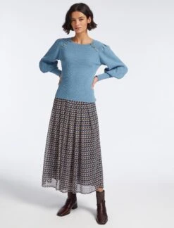 Eva Wool Round Neck Jumper - Mid Blue -Cheap Closet Curation Store SP23 K115 EVA MIDBLUE LS 26078