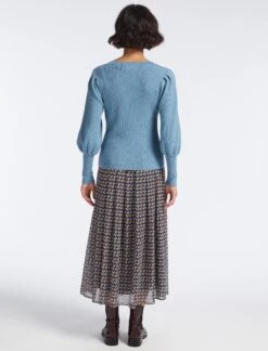 Eva Wool Round Neck Jumper - Mid Blue -Cheap Closet Curation Store SP23 K115 EVA MIDBLUE LS 26115
