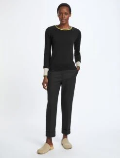 Olivia Wool Jumper - Colour Block Black -Cheap Closet Curation Store SP23 K120 OLIVIA BLACK LS 2438