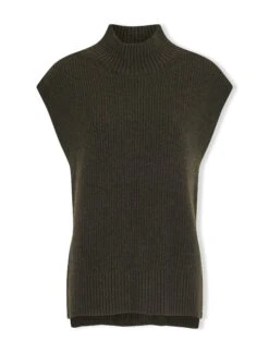 Janice Wool Funnel Neck Sleeveless Jumper - Khaki -Cheap Closet Curation Store SP23 K25JANICE KHAKI CO