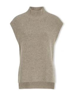 Janice Wool Funnel Neck Sleeveless Jumper - Taupe 9 Janice Wool Funnel Neck Sleeveless Jumper - Taupe -Cheap Closet Curation Store SP23 K25 JANICE TAUPE CO