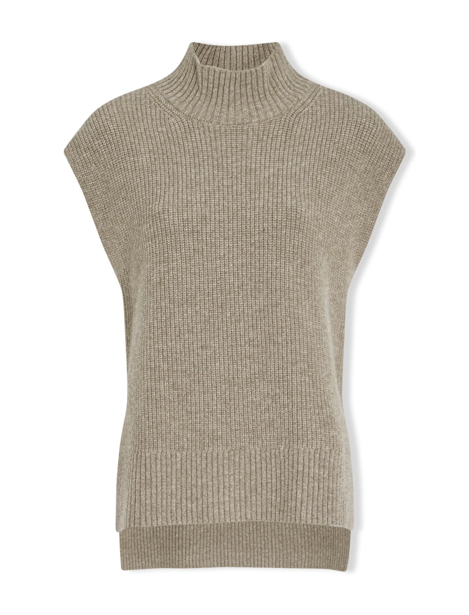 Janice Wool Funnel Neck Sleeveless Jumper - Taupe 6 Janice Wool Funnel Neck Sleeveless Jumper - Taupe - Image 4