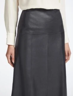Tiana Leather Midi Skirt - Navy -Cheap Closet Curation Store SP23 SK119 TIANA NAVY LS 4068