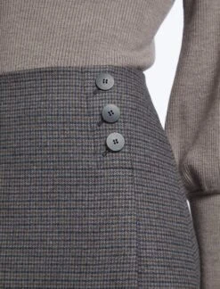 Audrey Wool A Line Skirt - Charcoal Navy Black Check -Cheap Closet Curation Store SP23 SK154 AUDREY CHARCOAL NAVY BLACK CHECK LS 1740