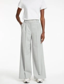 Margot New Wool Wide Leg Trouser - Light Grey -Cheap Closet Curation Store SP23 TR70 MARGOT LIGHTGREY LS 28894
