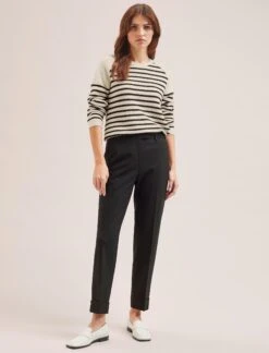 Clement New Wool Easy Waist Turn Up Trouser - Black