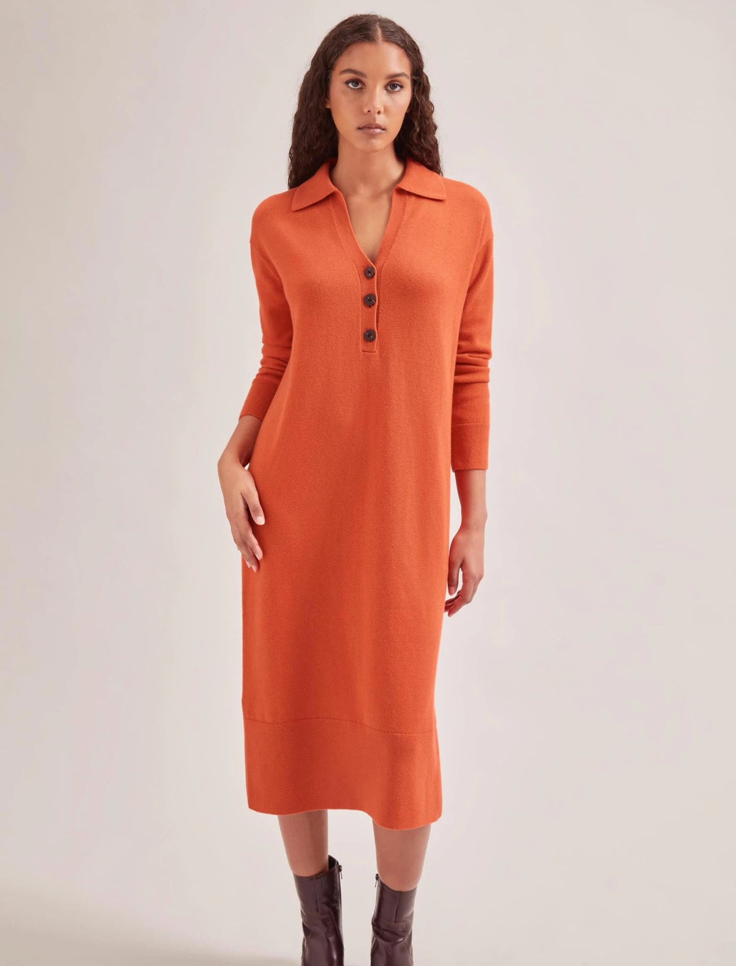 Eleanor Wool Knit Dress - Orange 3 Eleanor Wool Knit Dress - Orange