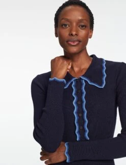 Josie Wool Knit Dress - Navy Blue -Cheap Closet Curation Store SP24 D575 JOSIE NAVY BLUE LS 1356