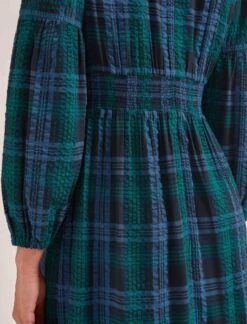 Daphne Organic Cotton Seersucker Maxi Dress - Navy Green 11 Daphne Organic Cotton Seersucker Maxi Dress - Navy Green -Cheap Closet Curation Store SP24 D606 DAPHNE NAVYGREEN LS 1121