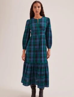 Daphne Organic Cotton Seersucker Maxi Dress - Navy Green 12 Daphne Organic Cotton Seersucker Maxi Dress - Navy Green -Cheap Closet Curation Store SP24 D606 DAPHNE NAVYGREEN LS 1137