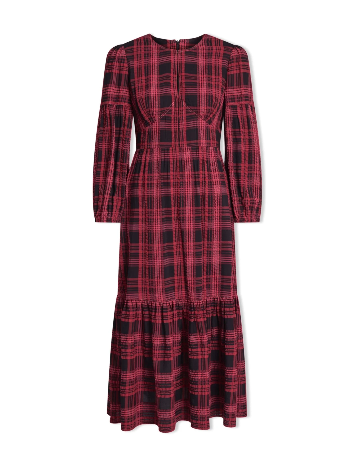 Daphne Organic Cotton Seersucker Maxi Dress - Red Black 10 Daphne Organic Cotton Seersucker Maxi Dress - Red Black - Image 8