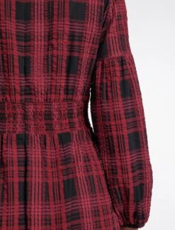 Daphne Organic Cotton Seersucker Maxi Dress - Red Black 15 Daphne Organic Cotton Seersucker Maxi Dress - Red Black -Cheap Closet Curation Store SP24 D606 DAPHNE RED BLACK LS 1055