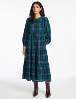 Alice Organic Cotton Seersucker Maxi Dress - Navy Green 11 Alice Organic Cotton Seersucker Maxi Dress - Navy Green -Cheap Closet Curation Store SP24 D607 ALICE NAVY GREEN LS 1065