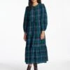 Alice Organic Cotton Seersucker Maxi Dress - Navy Green -Cheap Closet Curation Store SP24 D607 ALICE NAVY GREEN LS 1073