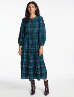 Alice Organic Cotton Seersucker Maxi Dress - Navy Green 13 Alice Organic Cotton Seersucker Maxi Dress - Navy Green -Cheap Closet Curation Store SP24 D607 ALICE NAVY GREEN LS 1085