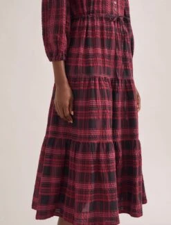 Alice Organic Cotton Seersucker Maxi Dress - Red Black 12 Alice Organic Cotton Seersucker Maxi Dress - Red Black -Cheap Closet Curation Store SP24 D607 ALICE RED BLACK 1186