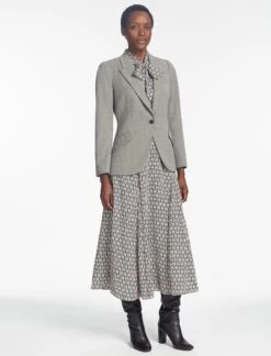 Elspeth Maxi Dress - Ecru Black Trellis Print -Cheap Closet Curation Store SP24 D610 ELPETH ECRU BLACK TRELLIS PRINT LS 329