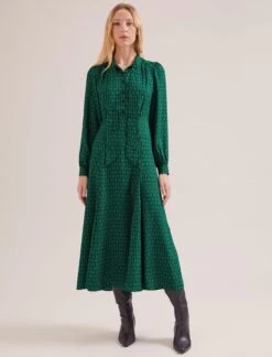 Elspeth Maxi Dress - Green Black Trellis Print -Cheap Closet Curation Store SP24 D610 ELSPETH GREENBLACKTRELLISPRINT LS 16806