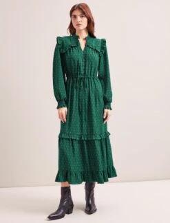 Loretta Maxi Dress - Green Black Trellis Print -Cheap Closet Curation Store SP24 D612 LORETTA GREENBLACKTRELLISPRINT LS 7433