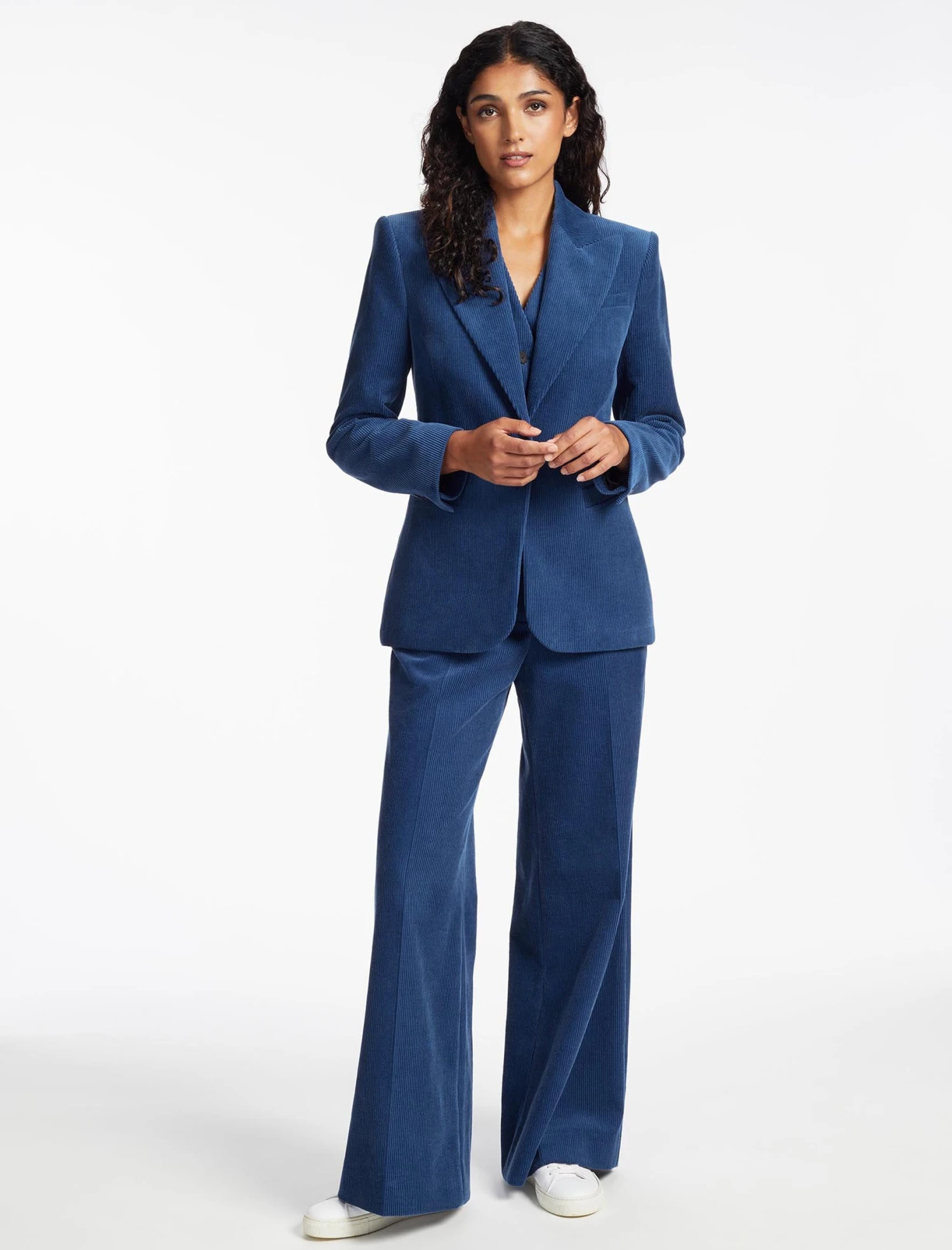 Harlow Corduroy Wide Leg Trouser - Blue 9 Harlow Corduroy Wide Leg Trouser - Blue - Image 7