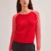 Drew Cashmere Jumper - Red Pink Colourblock -Cheap Closet Curation Store SP24 K172 DREW REDPINKCOLOURBLOCK LS 1944