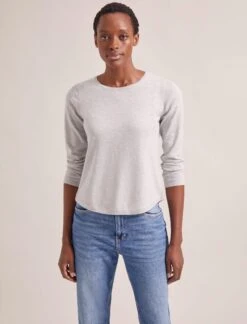 Maia Cotton Silk Blend T-Shirt - Pale Grey Melange 11 Maia Cotton Silk Blend T-Shirt - Pale Grey Melange -Cheap Closet Curation Store SP24 K174 MAIA PALEGREYMELANGE LS 0018