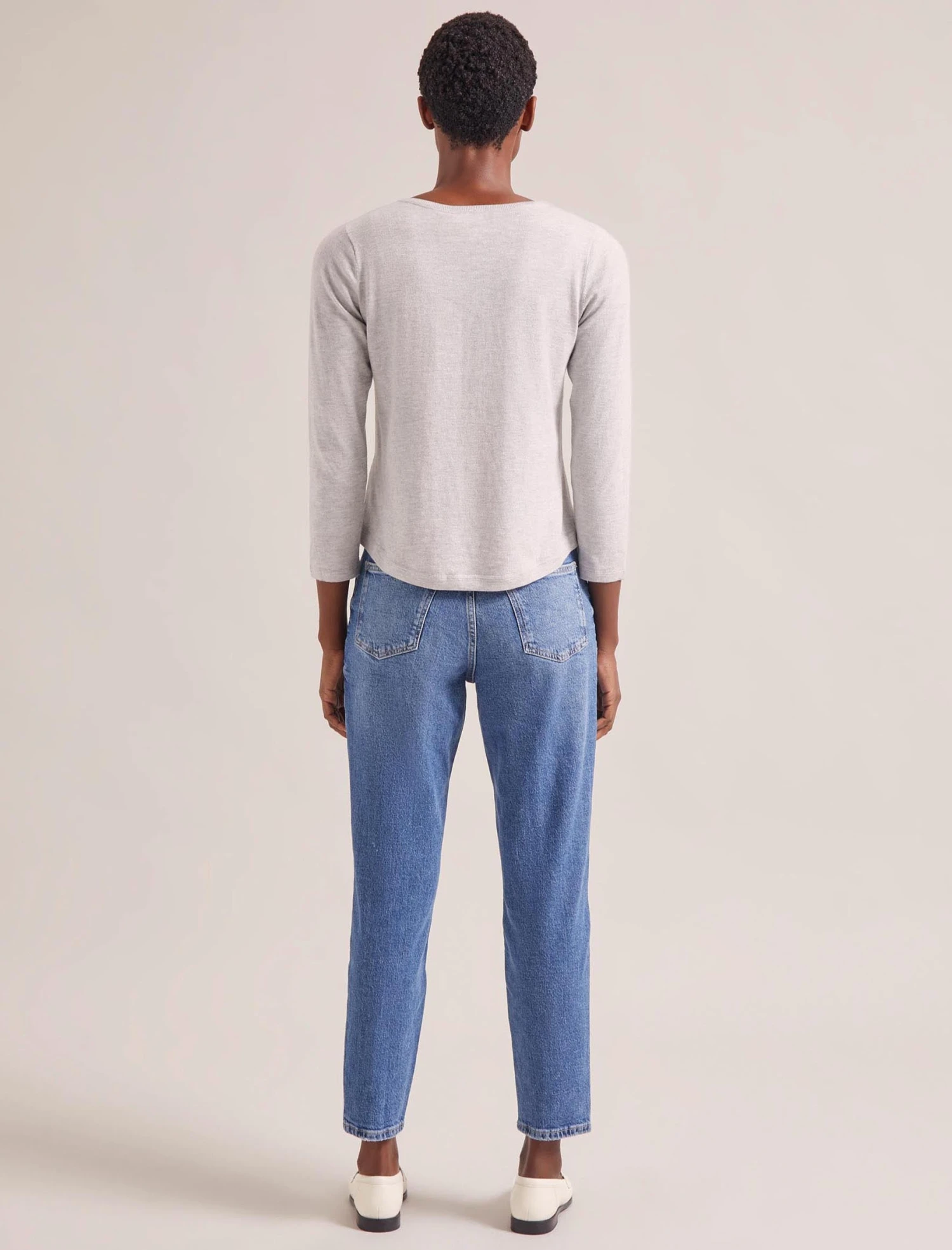 Maia Cotton Silk Blend T-Shirt - Pale Grey Melange 8 Maia Cotton Silk Blend T-Shirt - Pale Grey Melange - Image 6