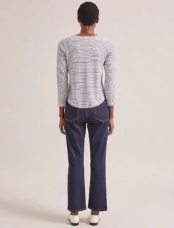 Maia Cotton Silk Blend T-Shirt - White Navy Stripe -Cheap Closet Curation Store SP24 K174 MAIA WHITENAVYSTRIPE LS 2012